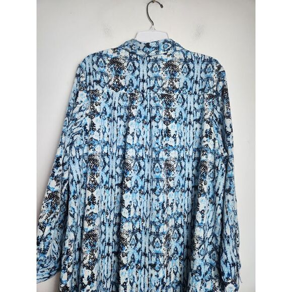 NWOT Jessica London Black & Blue Animal Print Button Up Shirt Midi Dress size 20 - Picture 10 of 14